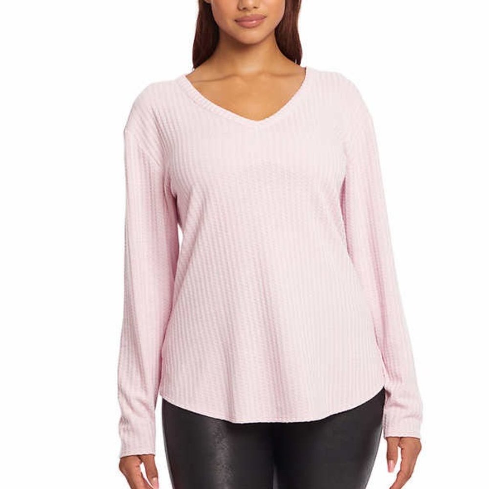 NWoT Chaser Women's Long Sleeve Waffle Knit Thermal Top Pink Size 2XL $60 HH485